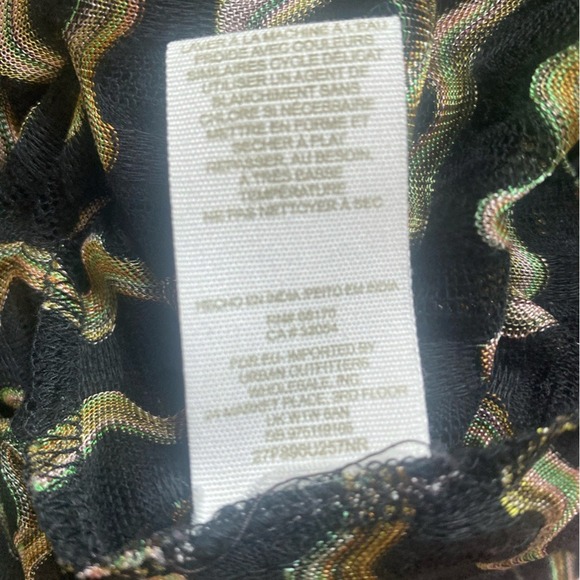 Free People New Romantics Boho Sheer Blouse Black Crochet Neckline Small Beaded - Picture 8 of 9